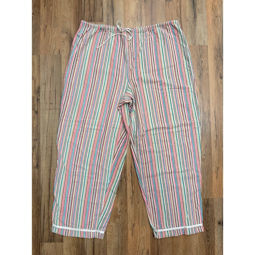 Secret Treasures 100% Cotton Striped Pajama Pants L‎ Multi Color Sleepwear
